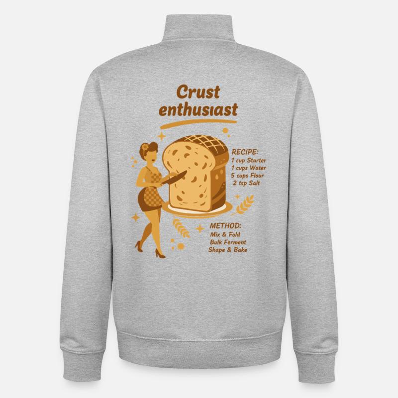 Sourdough Crust Enthusiast Bread Baking Baker - Unisex Organic Zip Sweatshirt by Stanley/Stella - heather grey