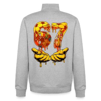 Soccer 67 Six Seven Funny Gen Alpha Meme SOCCER 67 - Unisex Organic Zip Sweatshirt by Stanley/Stella - heather grey - Back - AI Model Male 185 light (185cm)