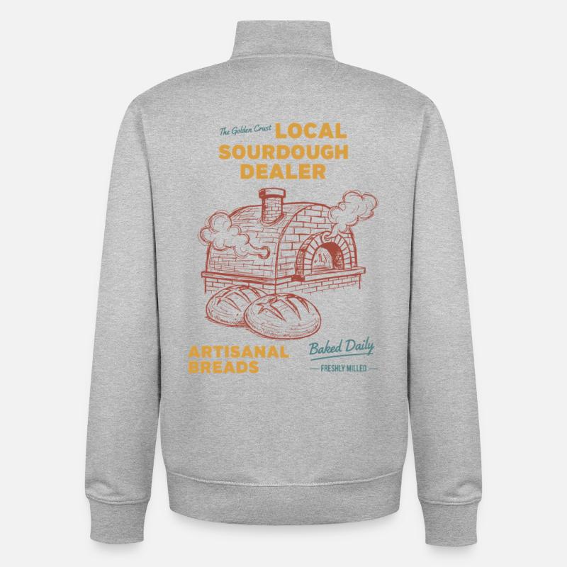 Sauerteig, lokale Sauerteigbrot-Backer-Ära, Bäckerzeit, - Unisex Organic Zip Sweatshirt von Stanley/Stella - Grau meliert