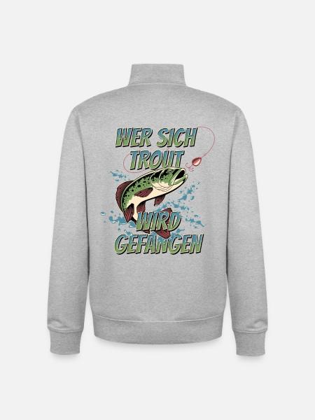 Trout - Forellenangeln Fang-Garantie  - Unisex Organic Zip Sweatshirt von Stanley/Stella - Grau meliert