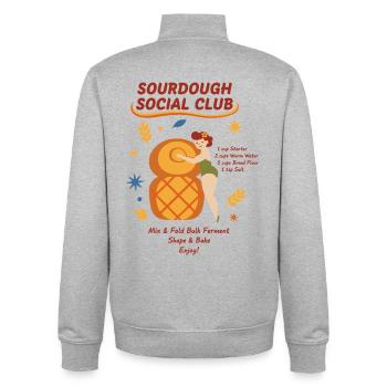 Sourdough Social Club Baking Era Bread Making - Unisex Organic Zip Sweatshirt by Stanley/Stella - heather grey - Back - AI Model Male 185 light (185cm)