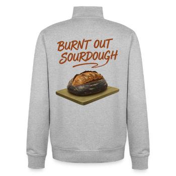 Boulanger au pain au levain brûlé - Sweat zippé unisexe en coton bio Stanley/Stella - gris chiné - Dos - AI Model Male 185 light (185cm)
