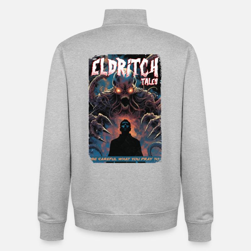 Eldritch Tales Tentacule Shadow Tee - Sweat zippé unisexe en coton bio Stanley/Stella - gris chiné