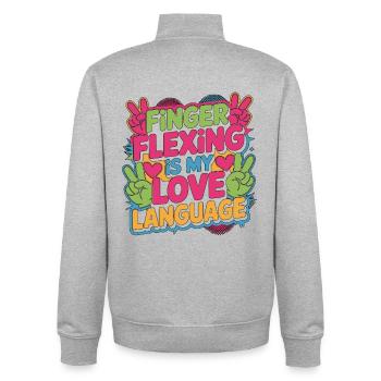 Thérapeute de la main : rééducation du poignet fléchi des doigts - Sweat zippé unisexe en coton bio Stanley/Stella - gris chiné - Dos - AI Model Male 185 light (185cm)