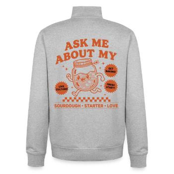 Cuisson au levain : Demandez-moi des informations sur mon levain - Sweat zippé unisexe en coton bio Stanley/Stella - gris chiné - Dos - AI Model Male 185 light (185cm)