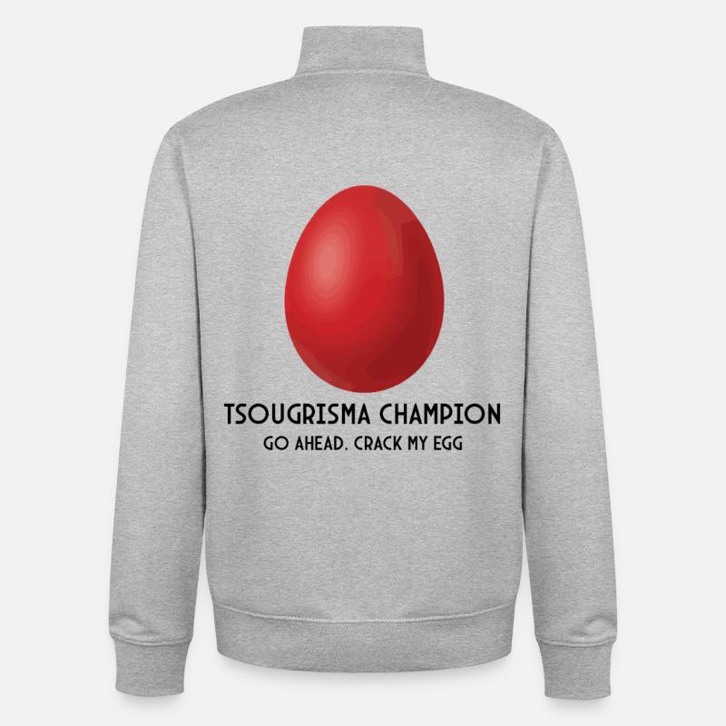 Greek Easter Tsougrisma Champion - Unisex Organic Zip Sweatshirt by Stanley/Stella - heather grey