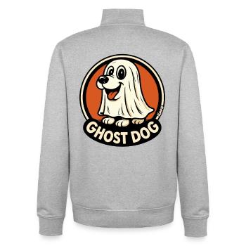 Ghost Dog Cartoon Circle Logo - Unisex Organic Zip Sweatshirt by Stanley/Stella - heather grey - Back - AI Model Male 185 light (185cm)