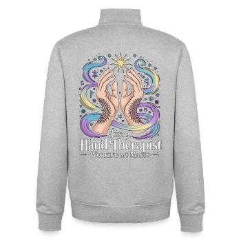 Just A Hand Therapist Health Worker Hand Therapist - Unisex Organic Zip Sweatshirt by Stanley/Stella - heather grey - Back - AI Model Male 185 light (185cm)