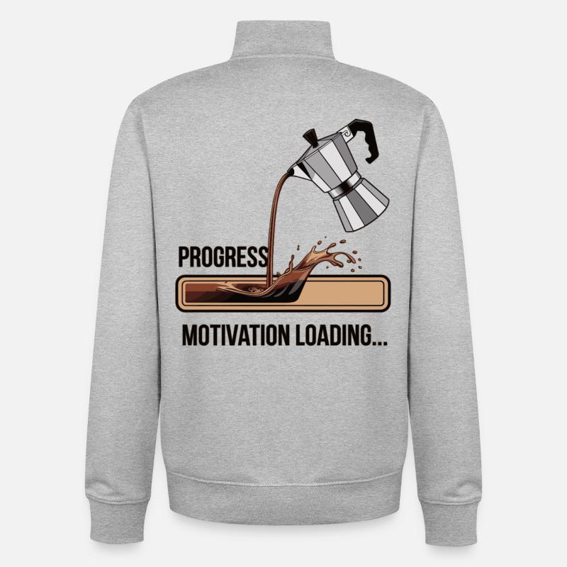 Kaffee Lover Shirt – Motivation Loading Progress - Unisex Organic Zip Sweatshirt von Stanley/Stella - Grau meliert