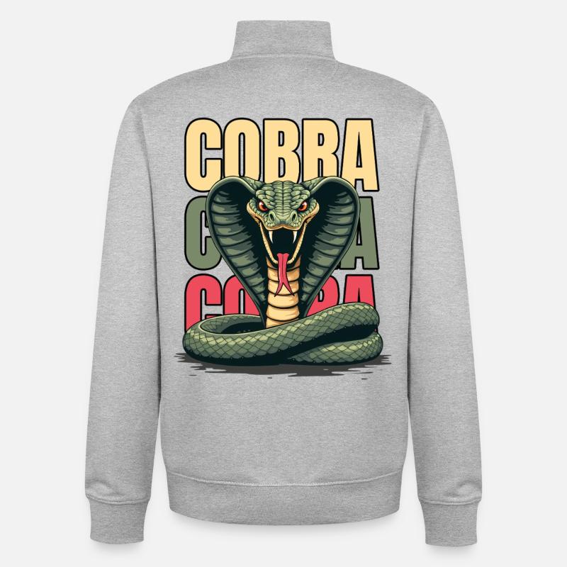 Cobra Schlange Wildtier Retro Design - Unisex Organic Zip Sweatshirt von Stanley/Stella - Grau meliert