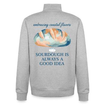 Sauerteig ist immer eine gute Idee in der Brotbackzeit. - Unisex Organic Zip Sweatshirt von Stanley/Stella - Grau meliert - Hinten - AI Model Male 185 light (185cm)