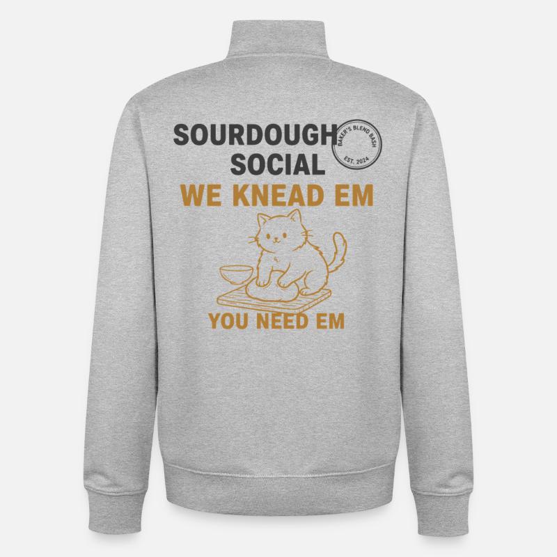Sourdough Bread Baking Baker Bread Making - Unisex Organic Zip Sweatshirt by Stanley/Stella - heather grey