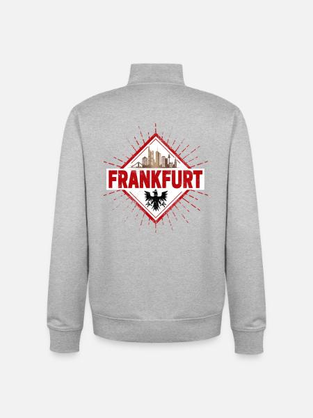 Frankfurt City Germany skyline retro souvenir - Unisex Organic Zip Sweatshirt by Stanley/Stella - heather grey