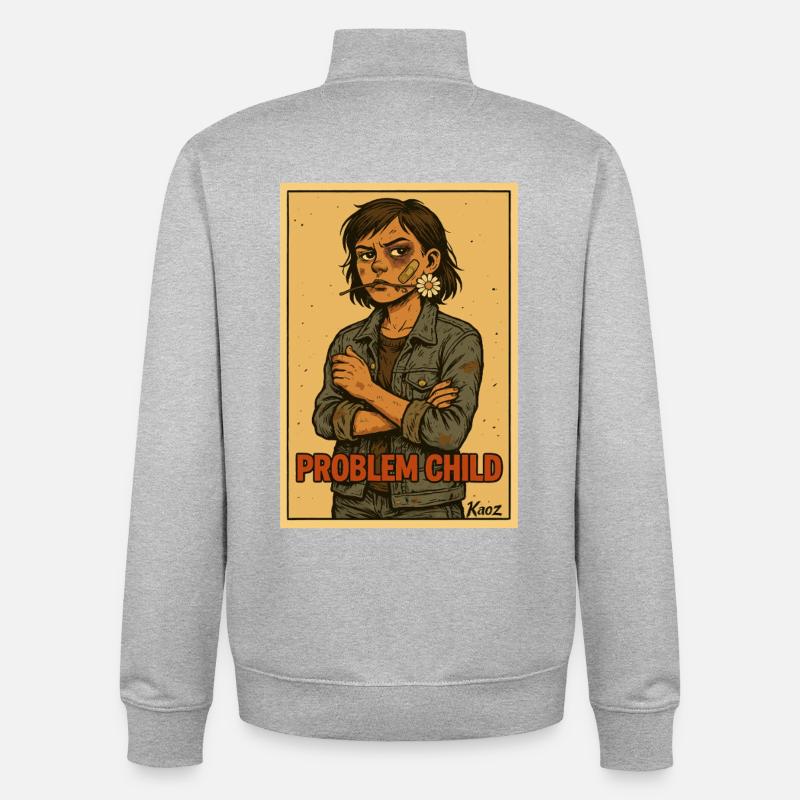 Problemkind-Daisy-Rebellen-Poster - Unisex Organic Zip Sweatshirt von Stanley/Stella - Grau meliert
