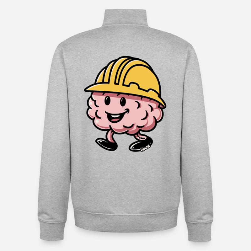 Brain Builder Hard Hat - Unisex Organic Zip Sweatshirt by Stanley/Stella - heather grey