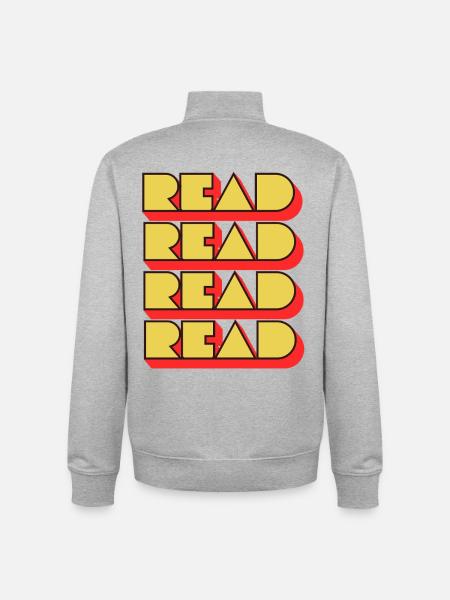 Read Design - Retro Look - Unisex Organic Zip Sweatshirt by Stanley/Stella - heather grey