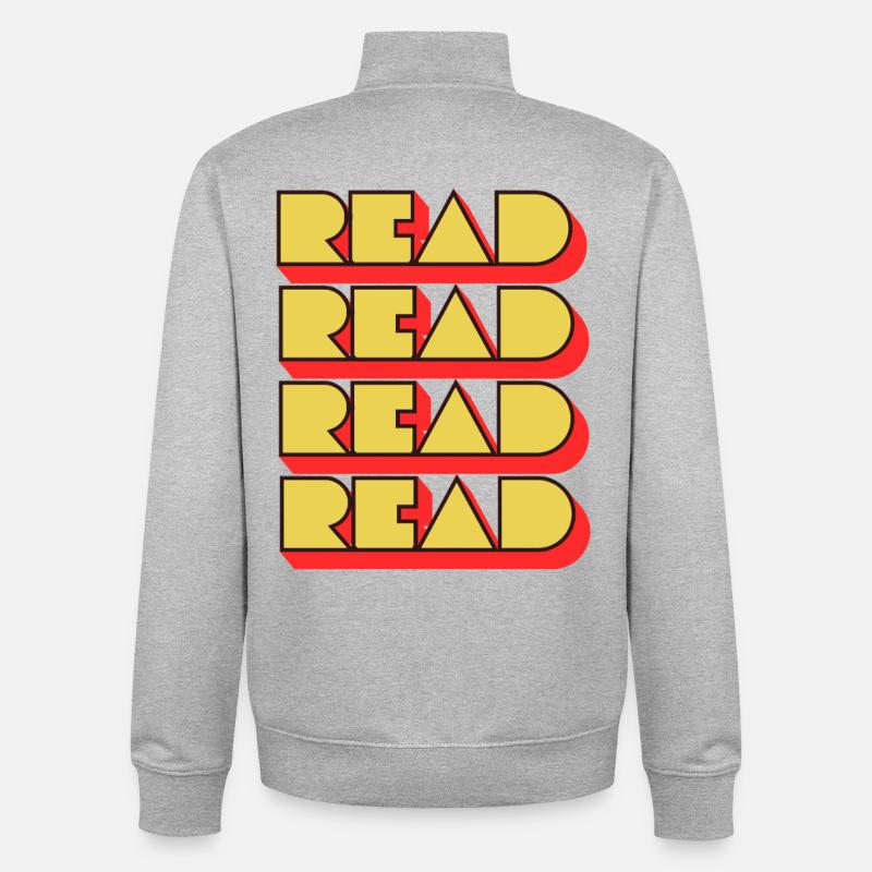 Read Design - Look rétro - Sweat zippé unisexe en coton bio Stanley/Stella - gris chiné