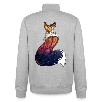 Kosmischer Mandala-Fuchs - Unisex Organic Zip Sweatshirt von Stanley/Stella - Grau meliert - Hinten - AI Model Male 185 light (185cm)