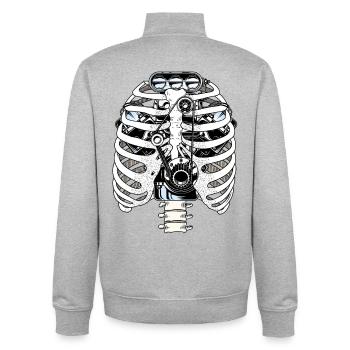 Biomech Ribcage Engine Car Mechanic - Unisex Organic Zip Sweatshirt by Stanley/Stella - heather grey - Back - AI Model Male 185 light (185cm)