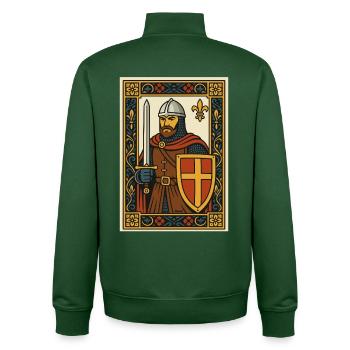 Emblème de tuile de chevalier médiéval - Sweat zippé unisexe en coton bio Stanley/Stella - vert bouteille - Dos - AI Model Male 185 dark (185cm)