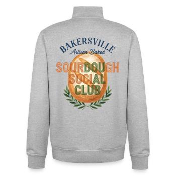 Sourdough Social Club Brotbacker-Bäcker-Ära - Unisex Organic Zip Sweatshirt von Stanley/Stella - Grau meliert - Hinten - AI Model Male 185 light (185cm)