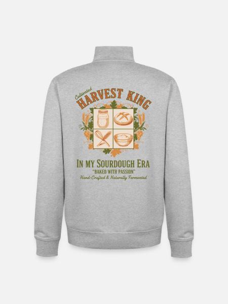 sourdough bread baking baker sourdough era - Unisex Organic Zip Sweatshirt by Stanley/Stella - heather grey