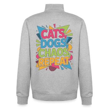 Vet Tech Cats Dogs Chaos Repeat Veterinary Clinic - Unisex Organic Zip Sweatshirt by Stanley/Stella - heather grey - Back - AI Model Male 185 light (185cm)