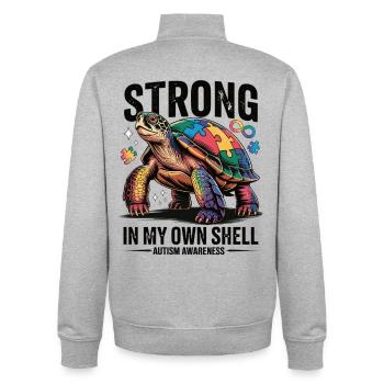Autism Awareness Turtle T-Shirt - Unisex Organic Zip Sweatshirt by Stanley/Stella - heather grey - Back - AI Model Male 185 light (185cm)