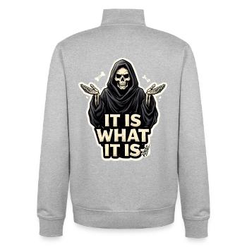 Reaper It Is What It Is - Unisex Organic Zip Sweatshirt by Stanley/Stella - heather grey - Back - AI Model Male 185 light (185cm)