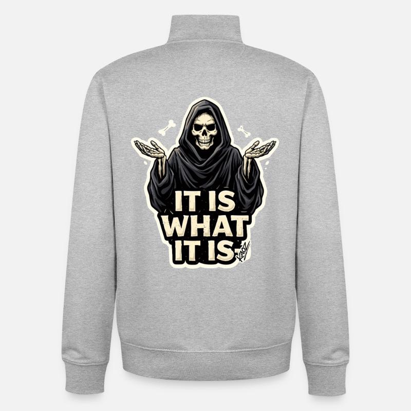 Reaper, c’est comme ça - Sweat zippé unisexe en coton bio Stanley/Stella - gris chiné