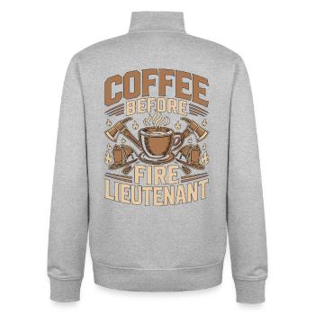 Fire Lieutenant Coffee Firefighting Coffee Lover - Unisex Organic Zip Sweatshirt von Stanley/Stella - Grau meliert - Hinten - AI Model Male 185 light (185cm)