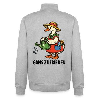 Gans zufrieden | Garten Gans gießt glücklich - Unisex Organic Zip Sweatshirt von Stanley/Stella - Grau meliert - Hinten - AI Model Male 185 light (185cm)