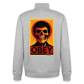 Skull Rays Pop Art Poster - Unisex Organic Zip Sweatshirt by Stanley/Stella - heather grey - Back - AI Model Male 185 light (185cm)