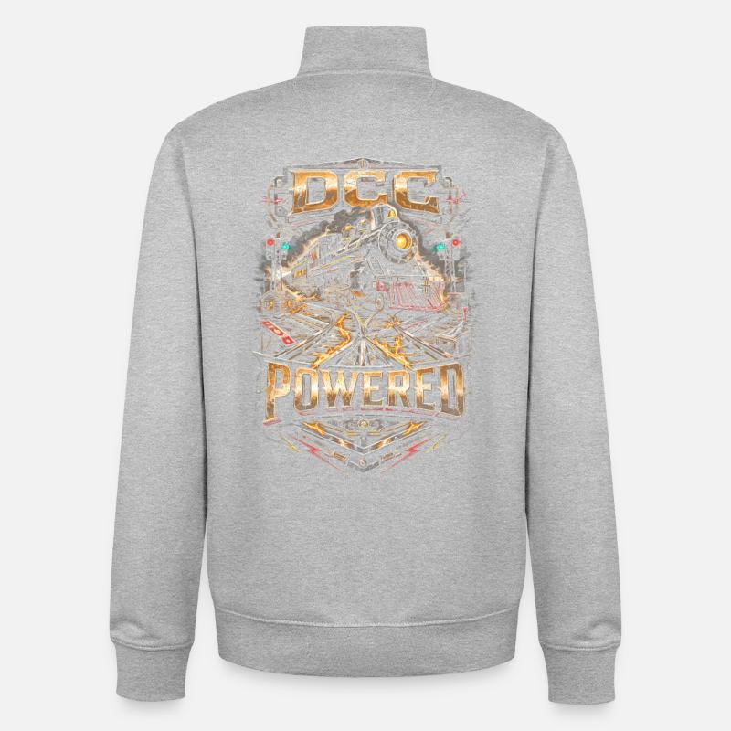 Model Railway Railway DCC Powered - Unisex Organic Zip Sweatshirt by Stanley/Stella - heather grey