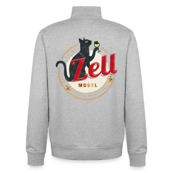 Zell mit Katze Vintage Mosel Rheinland-Pfalz - Unisex Organic Zip Sweatshirt von Stanley/Stella - Grau meliert - Hinten - AI Model Male 185 light (185cm)