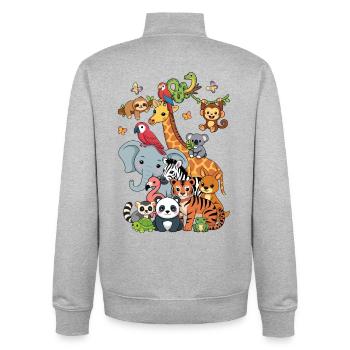 Fête d’anniversaire Animaux Fête au zoo Zoo de la jungle - Sweat zippé unisexe en coton bio Stanley/Stella - gris chiné - Dos - AI Model Male 185 light (185cm)