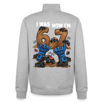 6 7 Geburtstag Monstertruck Stil - Unisex Organic Zip Sweatshirt von Stanley/Stella - Grau meliert - Hinten - AI Model Male 185 light (185cm)