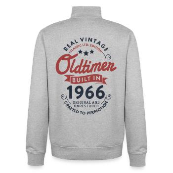 60e anniversaire de voiture classique vintage 1966 - Sweat zippé unisexe en coton bio Stanley/Stella - gris chiné - Dos - AI Model Male 185 light (185cm)
