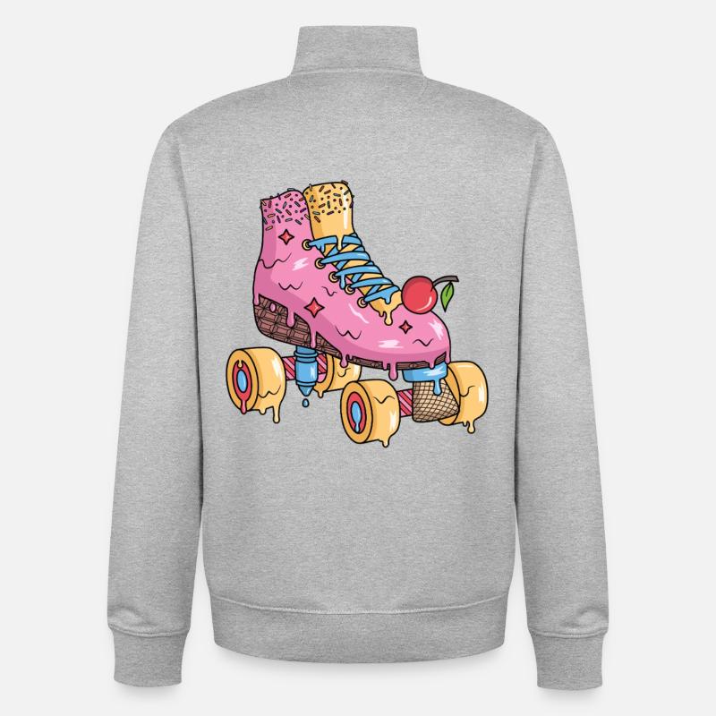 Rollschuhe Eiscreme Roller Skates Rollschuh - Unisex Organic Zip Sweatshirt by Stanley/Stella - heather grey