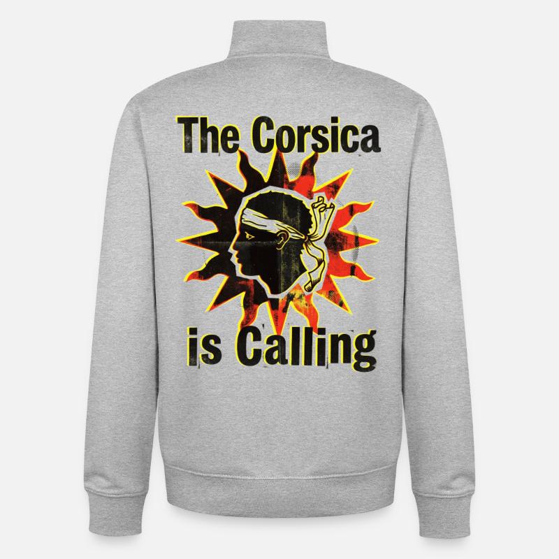 Corsica is calling - Sweat zippé unisexe en coton bio Stanley/Stella - gris chiné