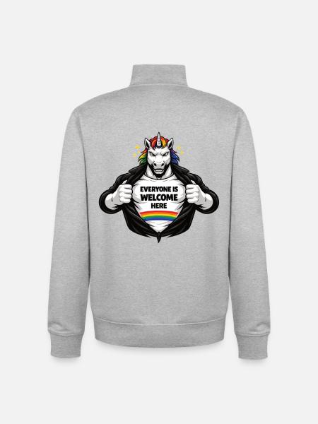 Diversity & Respect Rainbow Statement Design - Unisex Organic Zip Sweatshirt by Stanley/Stella - heather grey