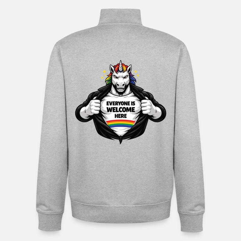 Diversity & Respect Rainbow Statement Design - Unisex Organic Zip Sweatshirt by Stanley/Stella - heather grey