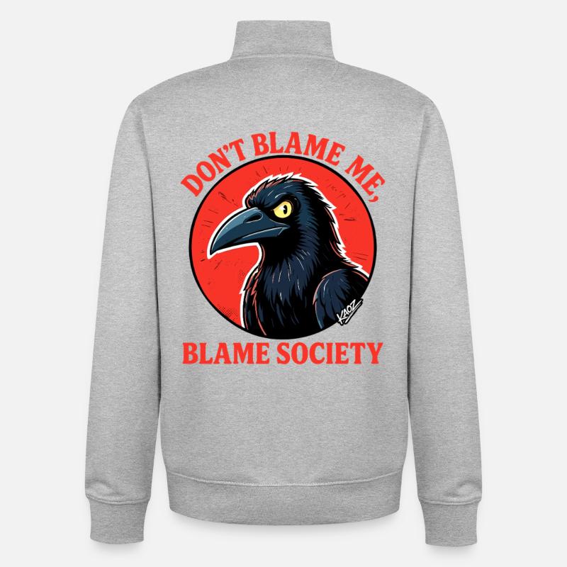 Ne blâme pas la société - Sweat zippé unisexe en coton bio Stanley/Stella - gris chiné