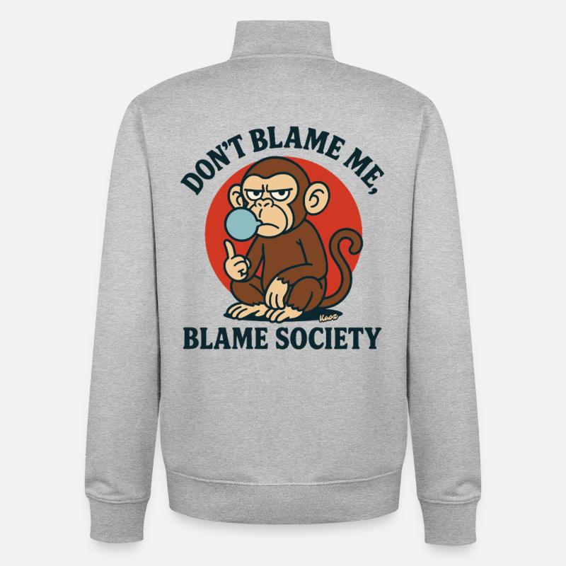 Monkey Blame Society Tee - Unisex Organic Zip Sweatshirt von Stanley/Stella - Grau meliert