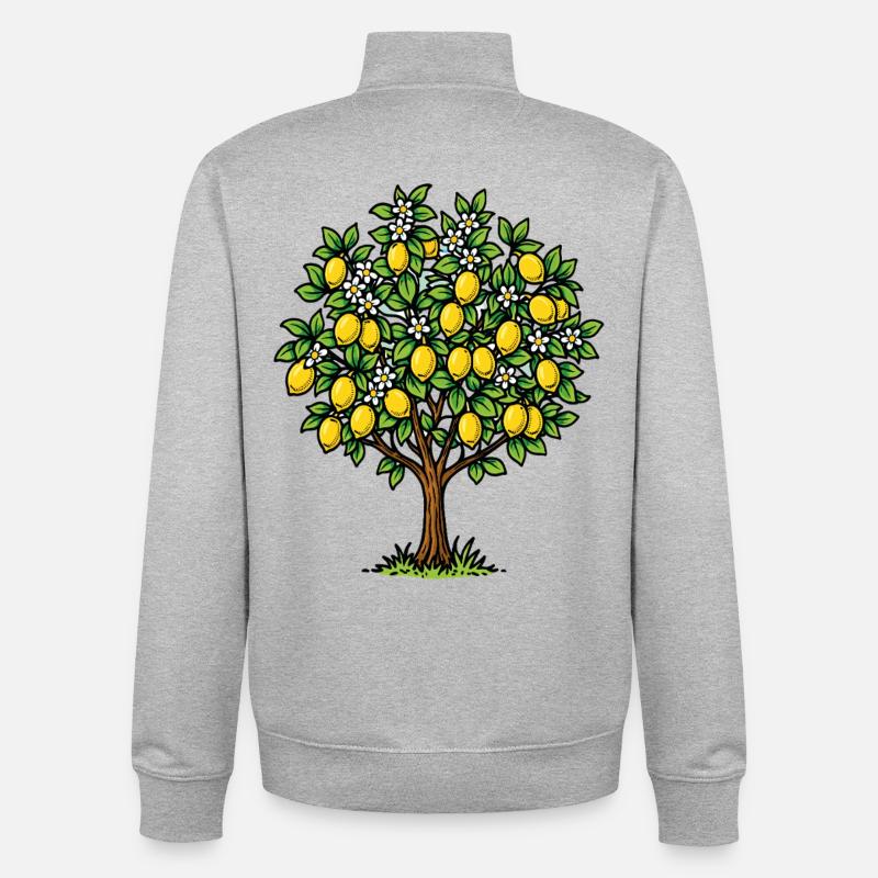 Vintage lemon tree - Unisex Organic Zip Sweatshirt by Stanley/Stella - heather grey