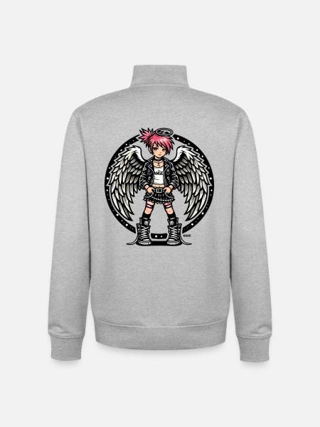 Punk Angel Rebel - Unisex Organic Zip Sweatshirt von Stanley/Stella - Grau meliert