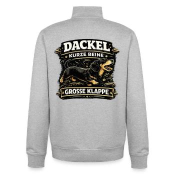 Dackel kurze Beine große Klappe Vintage - Unisex Organic Zip Sweatshirt von Stanley/Stella - Grau meliert - Hinten - AI Model Male 185 light (185cm)
