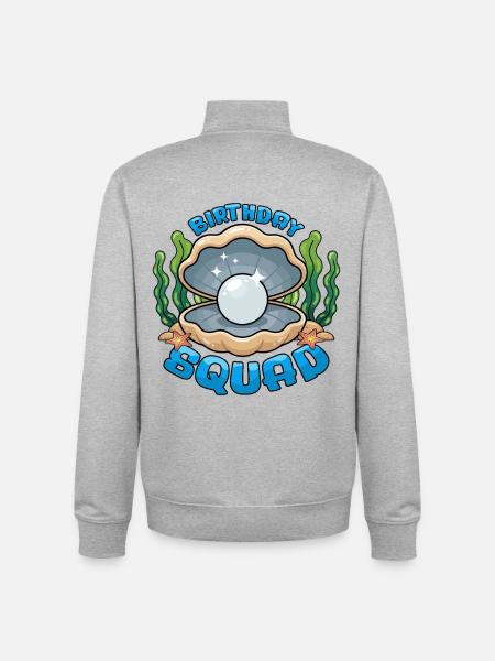 Birthday Squad Beach Summer Cruise Shell - Unisex Organic Zip Sweatshirt by Stanley/Stella - heather grey