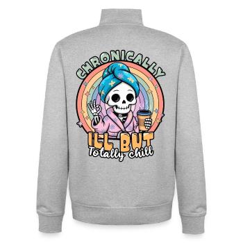 Fibromyalgia Awareness Chronically Ill Skeleton - Unisex Organic Zip Sweatshirt by Stanley/Stella - heather grey - Back - AI Model Male 185 light (185cm)