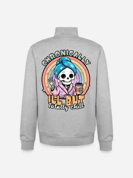 Fibromyalgia Awareness Chronically Ill Skeleton - Unisex Organic Zip Sweatshirt by Stanley/Stella - heather grey
